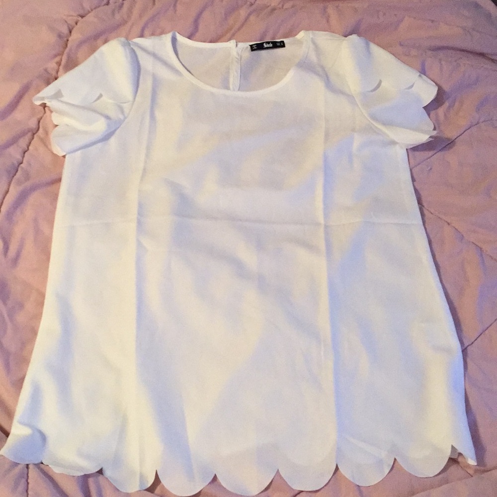 White Scalloped Blouse